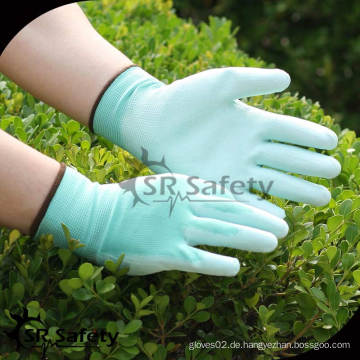 SRSAFETY 13G Nylon strickte Palm Coated PU Gartenhandschuh